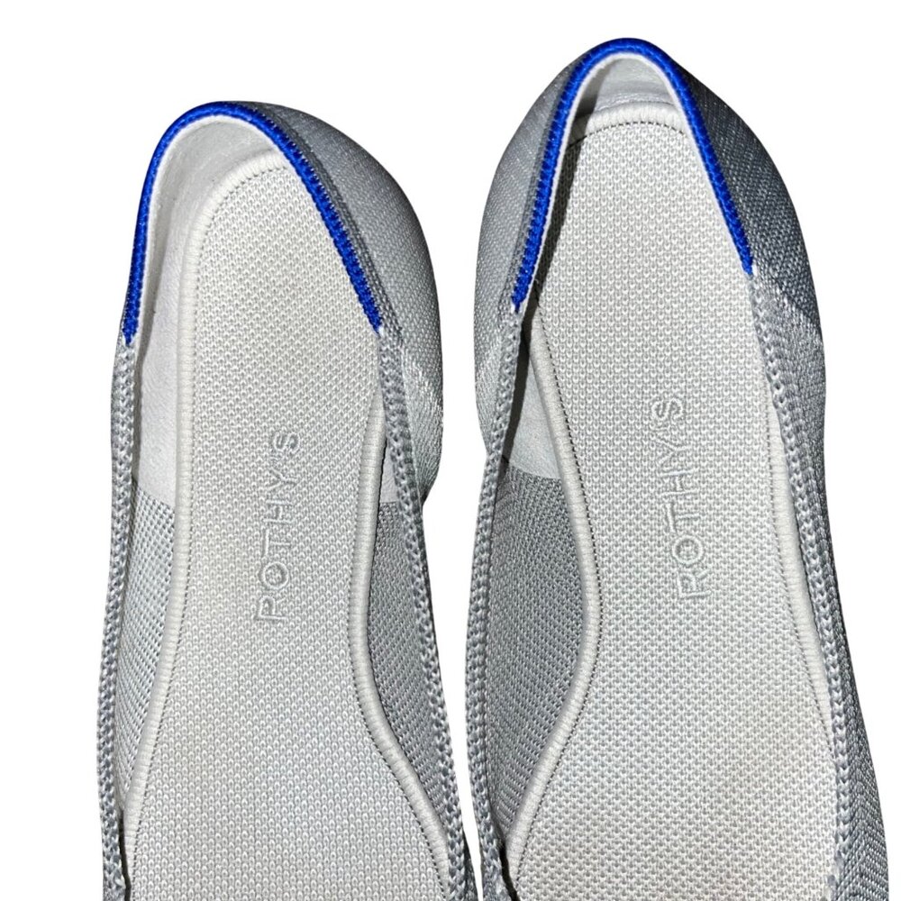 Rothy’s Pointed Flats Women’s 10.5 Gray Blue Trim Knit Used - Picture 5 of 14